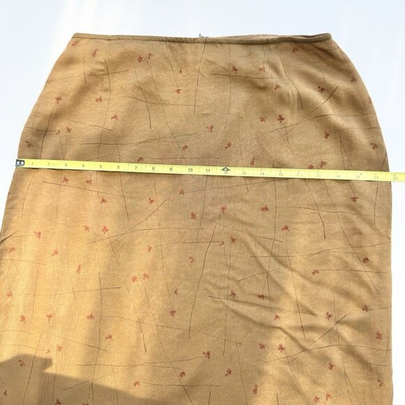 Vintage Tristan & Iseut Sheer Chiffon Floral Camel Color Maxi Skirt Sz 12 Lined - Picture 3 of 12